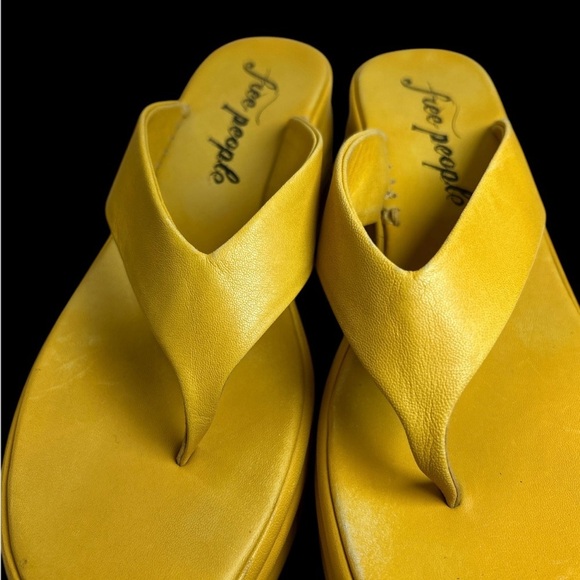 Free PeopleHaven Thong Mustard Platform Sandals Size